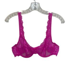 Lace Underwire Bra Medium Pink Adjustable Unlined